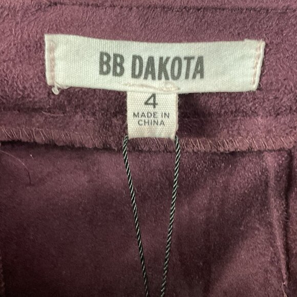 BB Dakota Barton Fringe Skirt Faux Suede Antelope Boysenberry Size 4 NWT - Picture 6 of 10